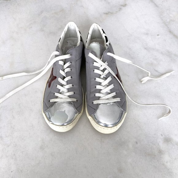 Ama Brand sneakers, handmade Italian leather sneakers (size 37) grey white - Picture 5 of 6